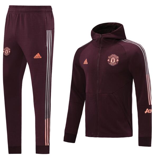 Manchester United Red Training Kits Hoodie Jacket with Pants 2020/21